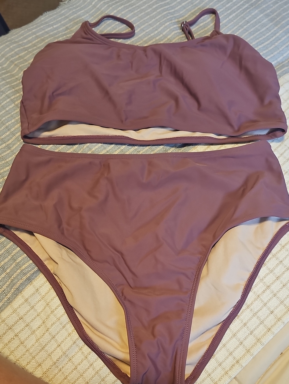 Cupshe Mauve High-Waist Two-Piece Bikini Set